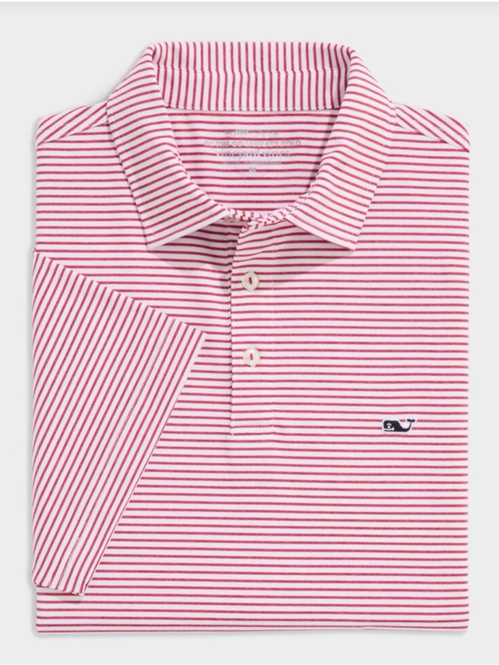Vineyard Vines Performance Polo Shirt Men’s Large Pink White Striped Golf Preppy